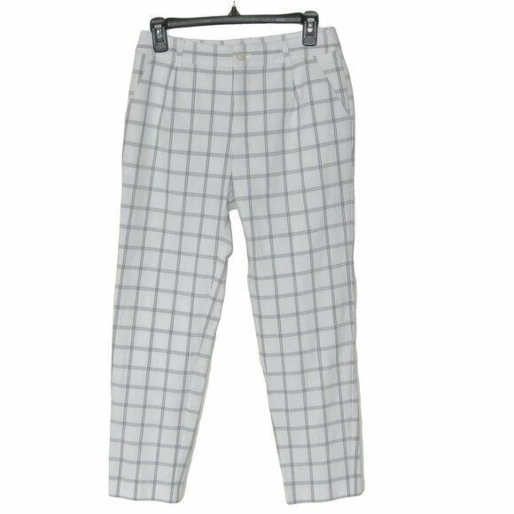 Index White Plaid High Waist Pants M